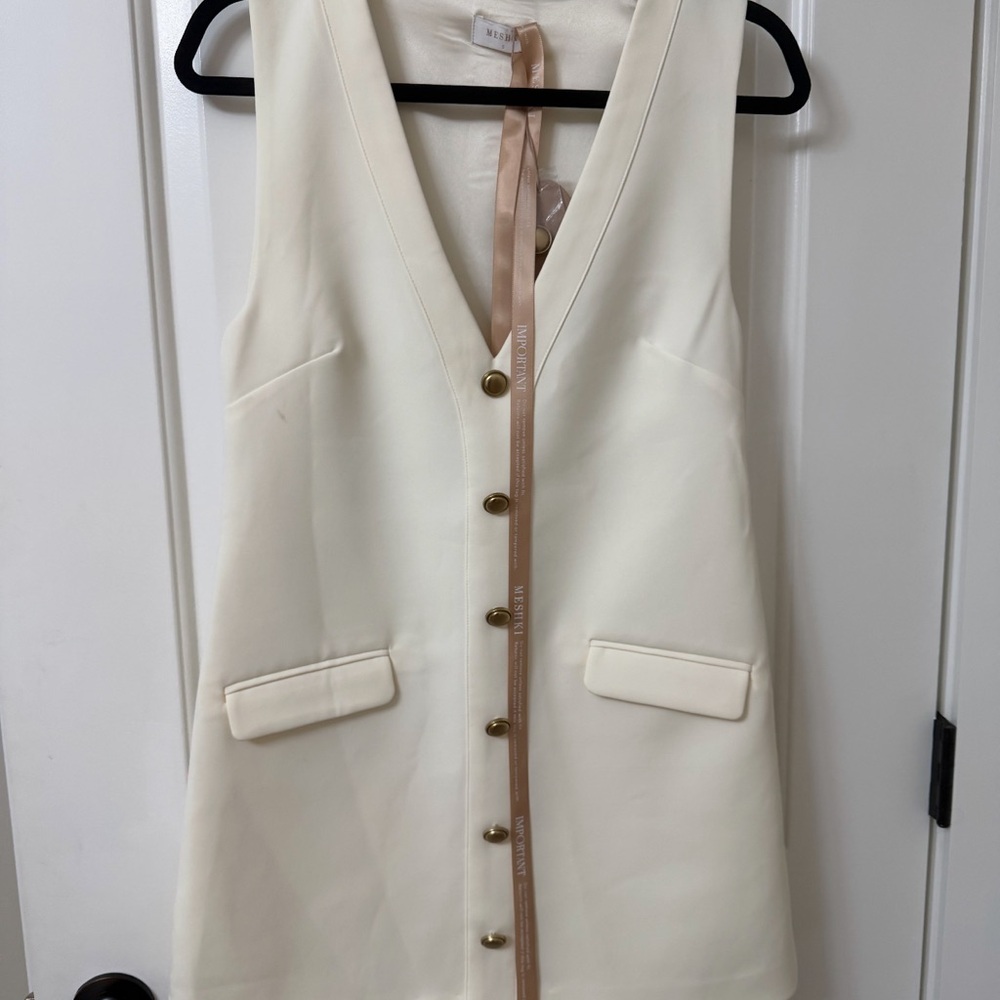 Meshki Ivory Button-Front Mini Dress
